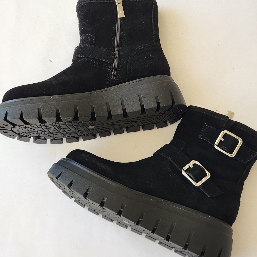 NWT || J/SLIDES || Texas black suede boots, booties, platform, leather, size 6.5 - Picture 3 of 6